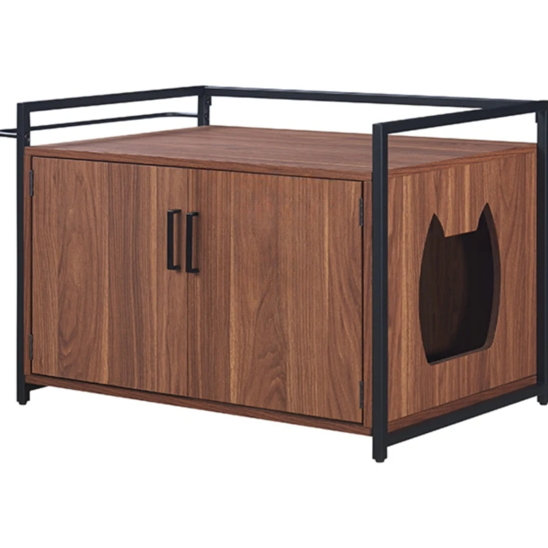 

Metal Frame Litter Box Cabinet Side Cabinet Cat House Semi-Enclosed Deodorant Cat Toilet