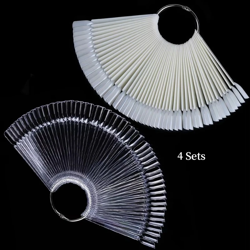 4 Sets False Nail Tips Polish Palette Nail Art Practice Fan Ring Nail Gel Polish Showing Shelf Manicure Tools