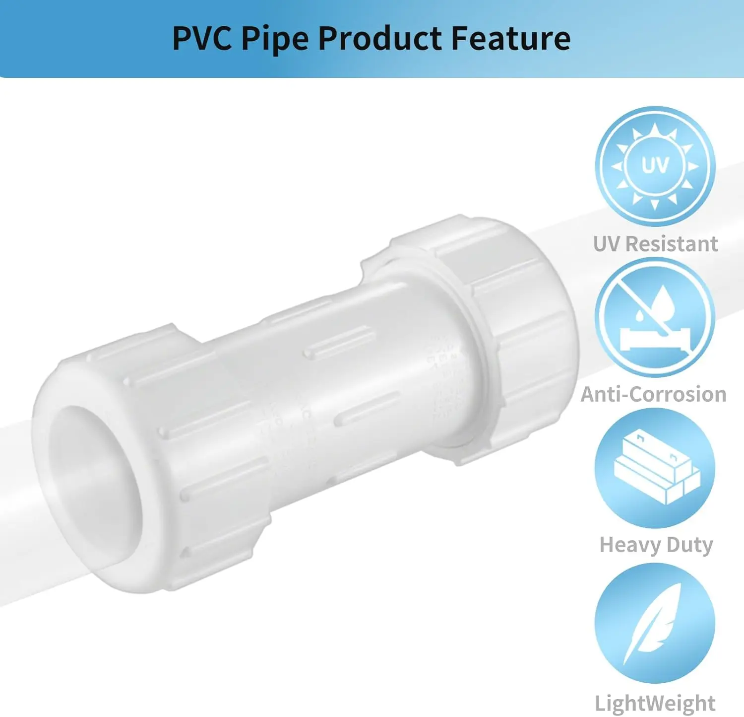 LESSO 1/2 인치 PVC 압축 커플링, 파이프 연결, IPS 커플링, 압축 피팅, 빠른 연결 배관 4팩