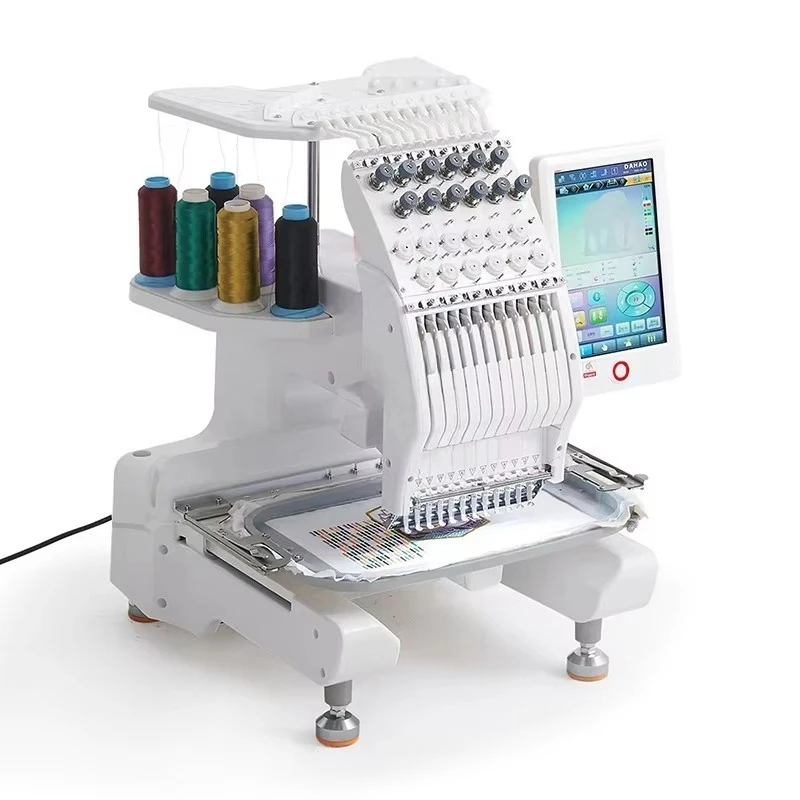 Computer Embroidery Machine Single Head 12 Needles Clothing Hat Household Towel Quilt Embroidery Machine