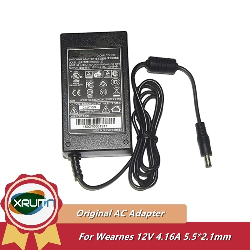 

Genuine WDS050120 12V 4.16A AC DC Switching Adapter for Wearnes WDS050120 Charger Power Supply 5.5*2.1mm