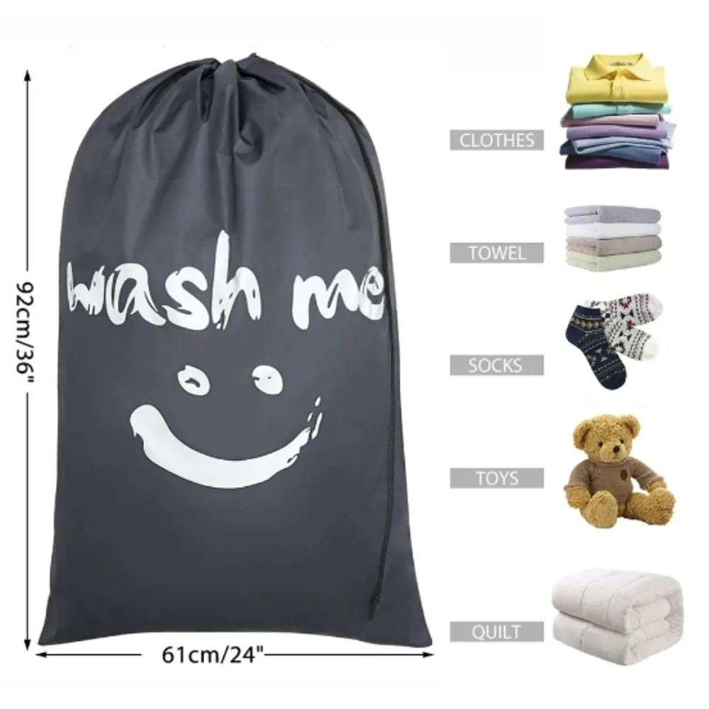 1PC Nylonowa torba na pranie w kształcie uśmiechu Wash Me Travel Storage Pouch Można prać w pralce Organizer na brudne ubrania Wash Drawstring Bag