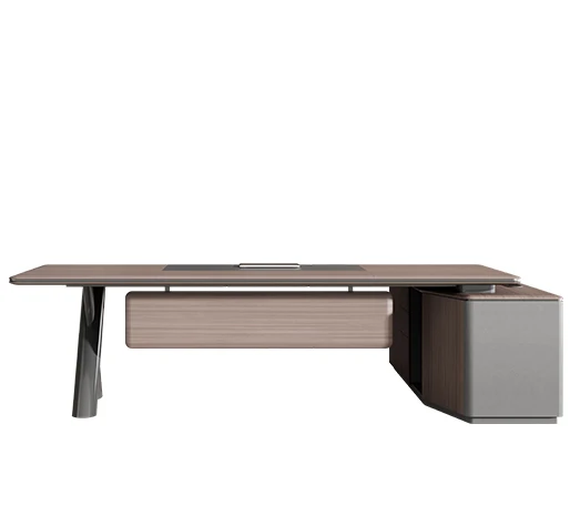 Luxury Modern PVC Laminate Executive Office Desk With Cabinet High Quality Wooden Working Table Office Furniture Modular Design