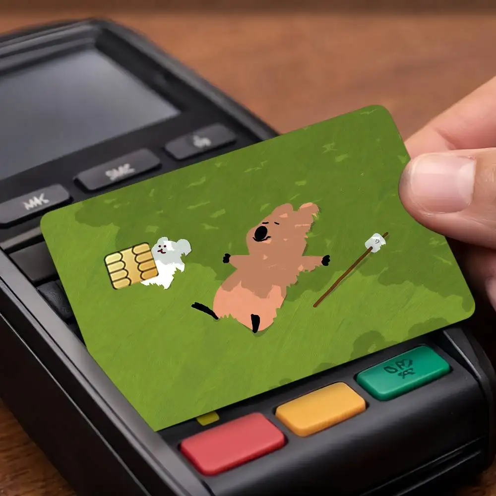 Fashion D-Dinotaeng-S Cute Credit Card Public Transportation Cards Protective Sticker Waterproof Card Face Decoration 4PCS