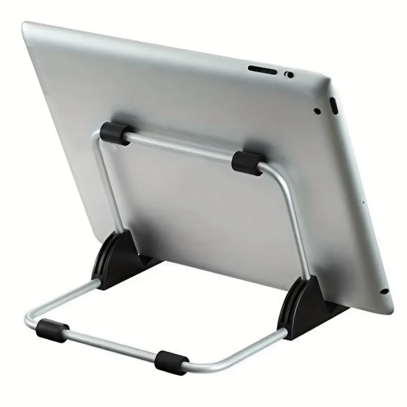 Tablet Stand, Suitable for Desktops  Multi-angle support for laptops and tablets, constructed from aluminum alloy with lightweight, durable and portable foldable & adjustable design  Secured by adhesive pads with wide compatibility