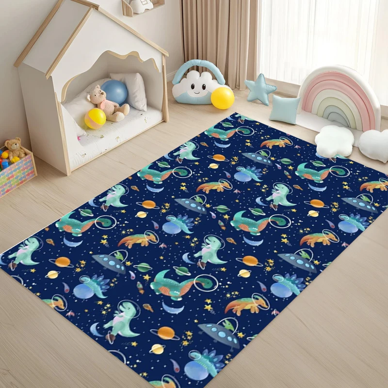 Joyful and Playful Letter Dinosaur Carpet Versatile Decorative Style Living Room Carpet SofaDoor Mat Bedroom Carpet Coffee Shop