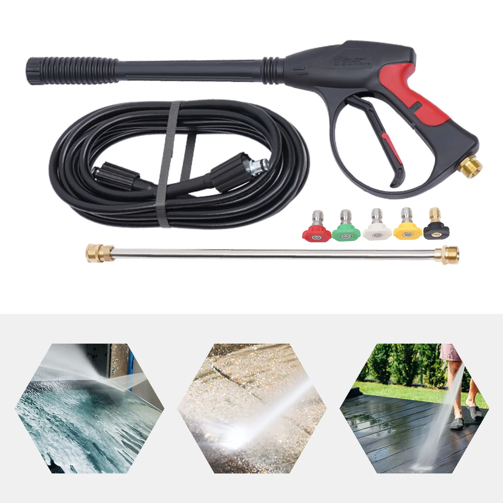 High-pressure Washer 3000 PSI Portable Pressure Washer with 5 Nozzles Cleaning tool for Cleaning Glass, Dirt, Moss