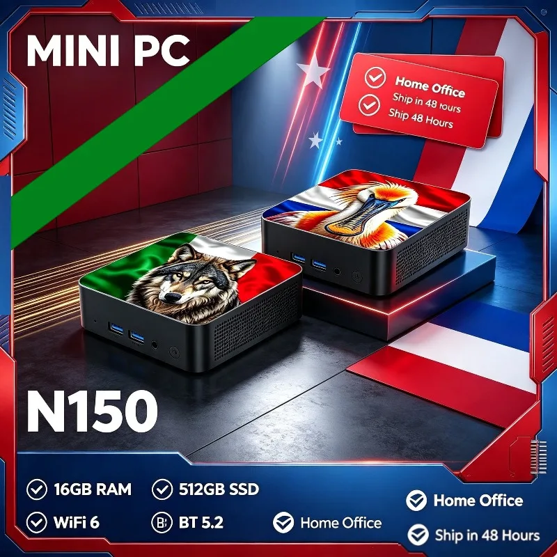 Intel Core N150 New Gaming Portable Desktop, 16GB RAM, 1TB/2TB M.2 SSD, WiFi 6, BT5.2, 4K HD, Mini Computer.