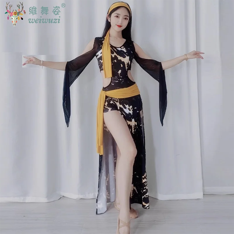 ملابس رقص البطن المرأة مزاجه أنيقة غير النظامية ليوبارد طباعة رداء الكبار شابي بلدي صيدي أداء الملابس