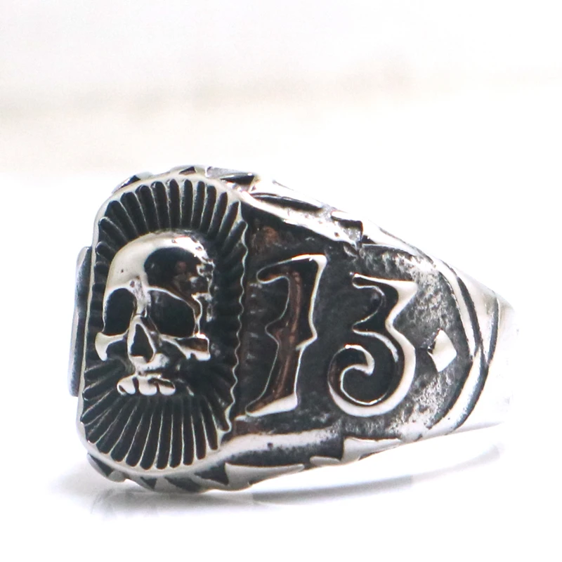 Newest Unisex 316L Stainless Steel Cool 13 Skull Ring