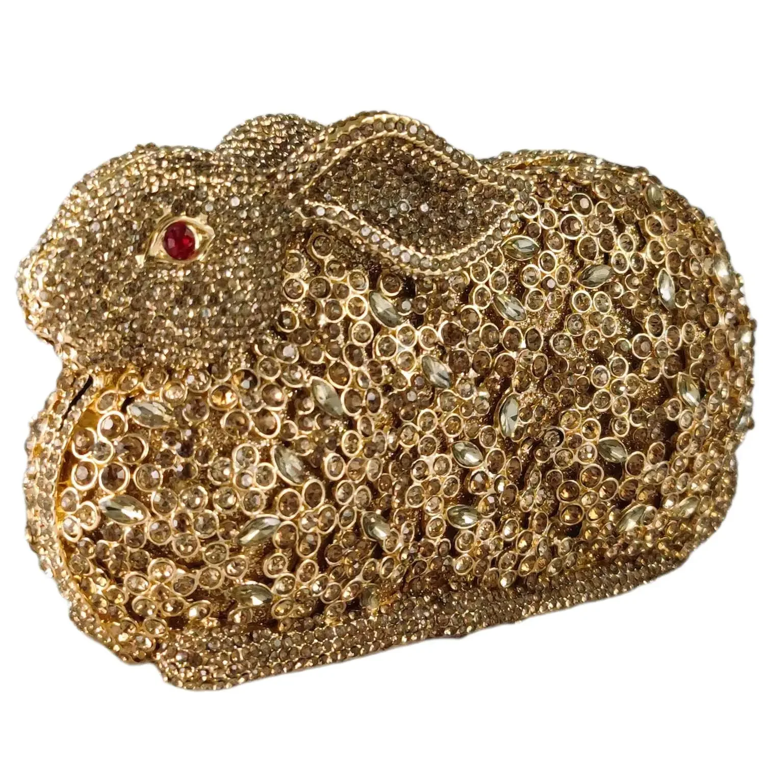 Boutique De FGG (in stock) Rabbit Bunny Women Crystal Evening Bags and Clutches Formal Rhinestone Minaudiere Purse and Handbag