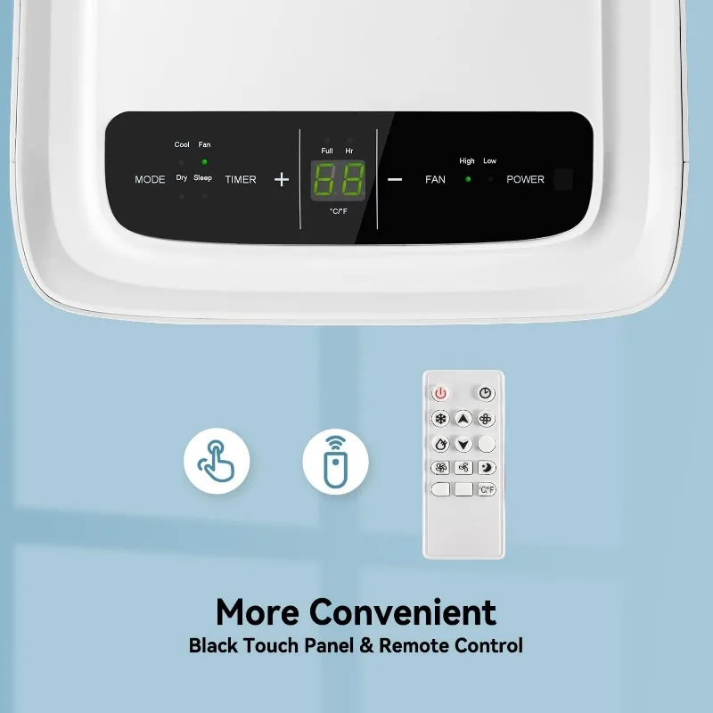 Desumidificador de ar condicionado portátil com controle remoto, unidade CA portátil 4 em 1 com controle remoto, display digital,