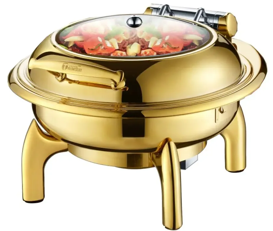 Other Hotel China factory High Quality best price 9L stainless steel gold color hot pot food warmer set