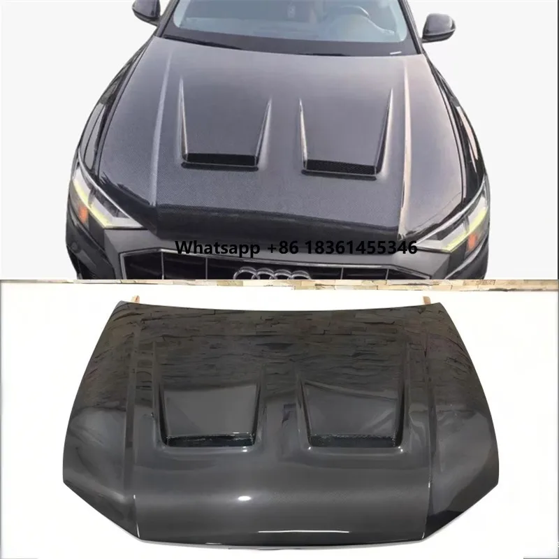

For Q8 RSQ8 2018 2019 2020 2021 2022 2023 2024 2025 ReaI Dry Carbon Fiber Engine Hood Cover Kit