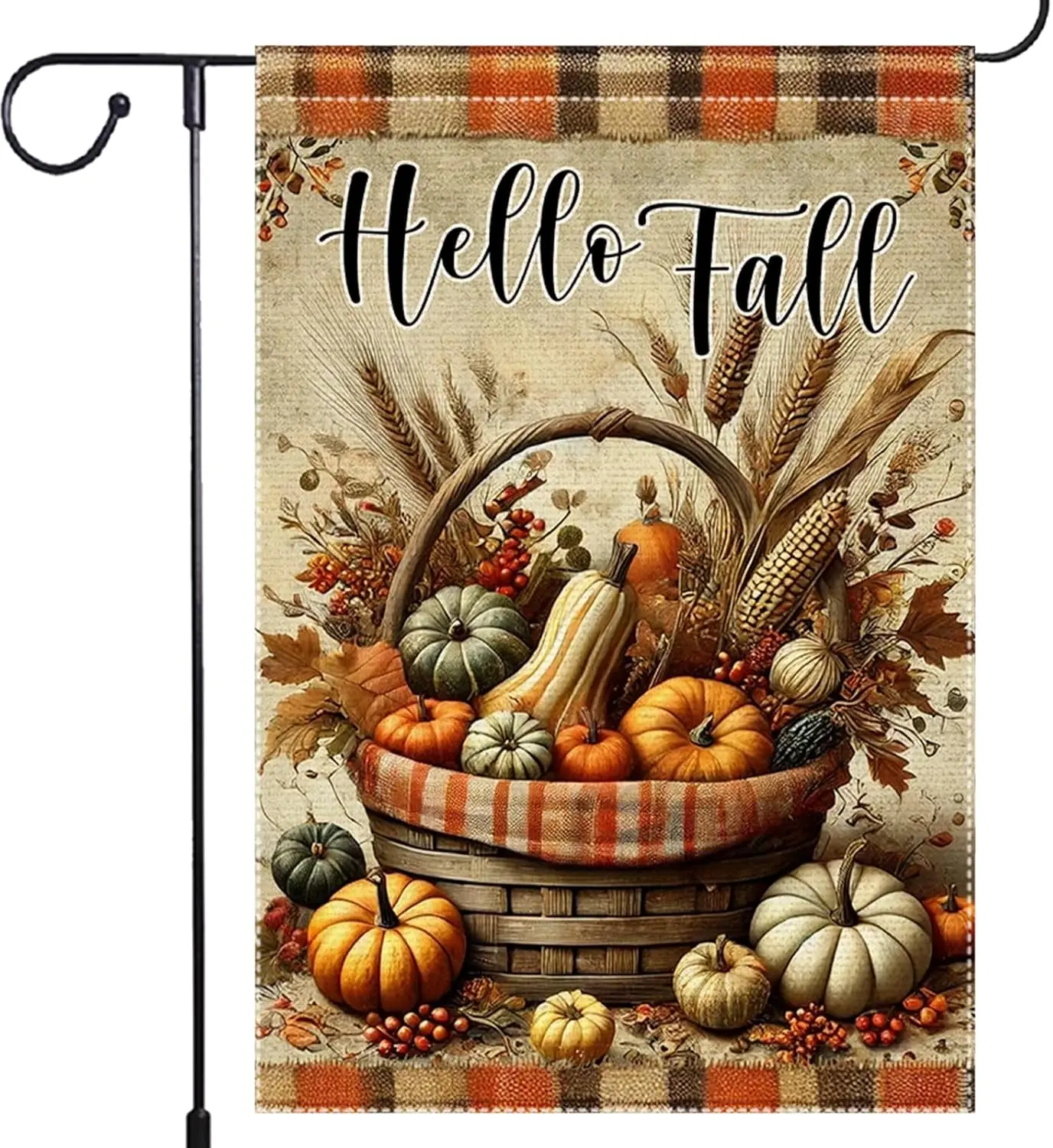 Fall Thanksgiving Pumpkin Small Garden Flag 12x18 Inch Vertical Double Sided Autumn Watercolor Burlap Yard Outdoor Decor Hel yyi