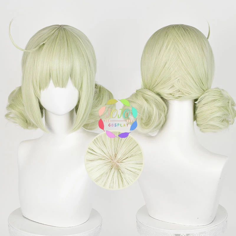 Araga Kiwi Wig Anime Gushing Over Magical Girls Cosplay Cyan Short Hairs Wigs with Twin Tails Heat Resistant Synthetic Hair