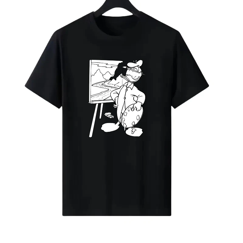 

Disney Donald Duck Pattern Woman Fashion Parent-child Clothing Ladies Cheap Round Neck Y2k Short Sleeves T-Shirt Men Sweatshirts