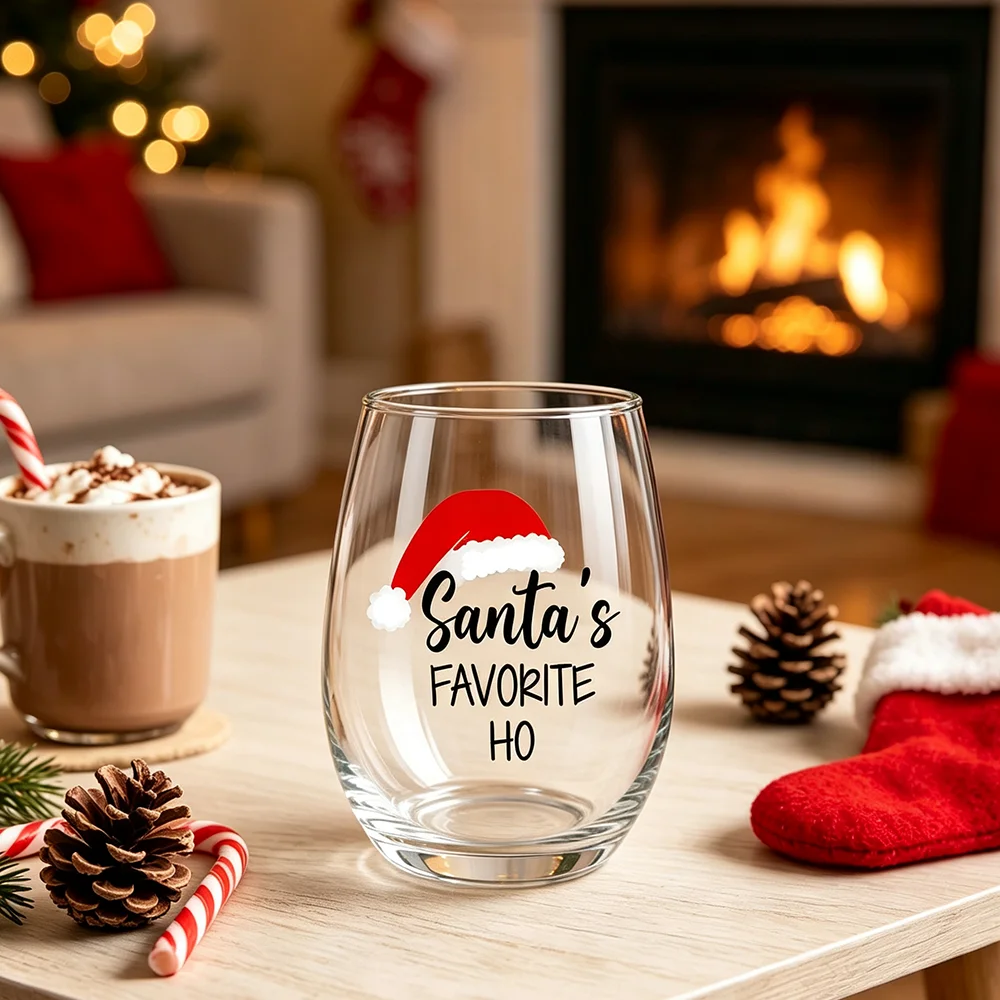 Home Decor Exchange - Santa's Favorite Ho Wine Glass Christmas