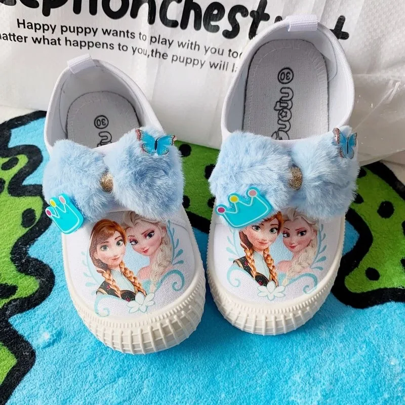 Chaussures princesse Elsa pour enfants, en toile, respirantes, blanches, l'offre elles souples, pour la maternelle, nouvelle collection printemps automne