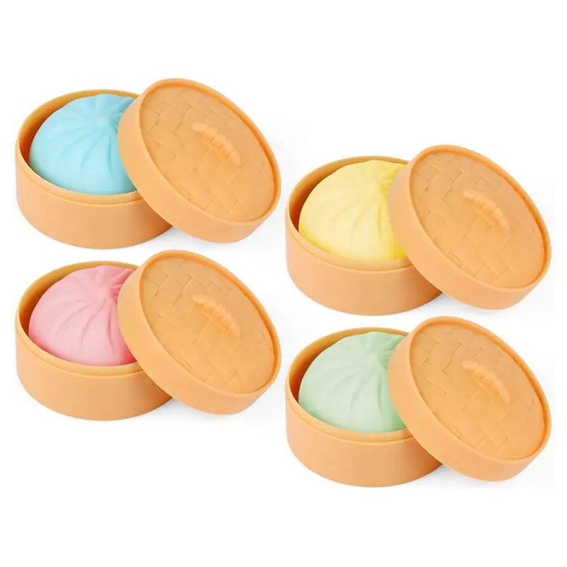 WOWFU-main anti-stress, Fidget sensoriel 4 pièces boulette colorée presser pâte boule chignon
