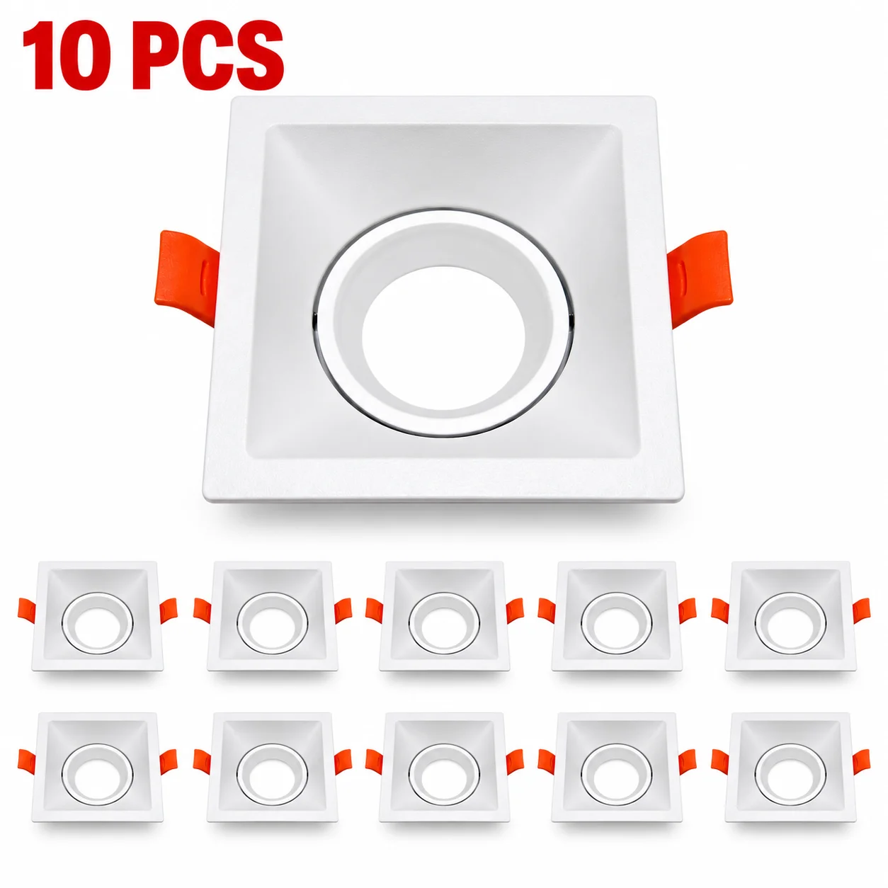 JOYINLED Round Square LED Downlight Frame GU10 MR16 Recessed Spotlight Fixture White Ceiling Light Trim Housing Indoor Lighting