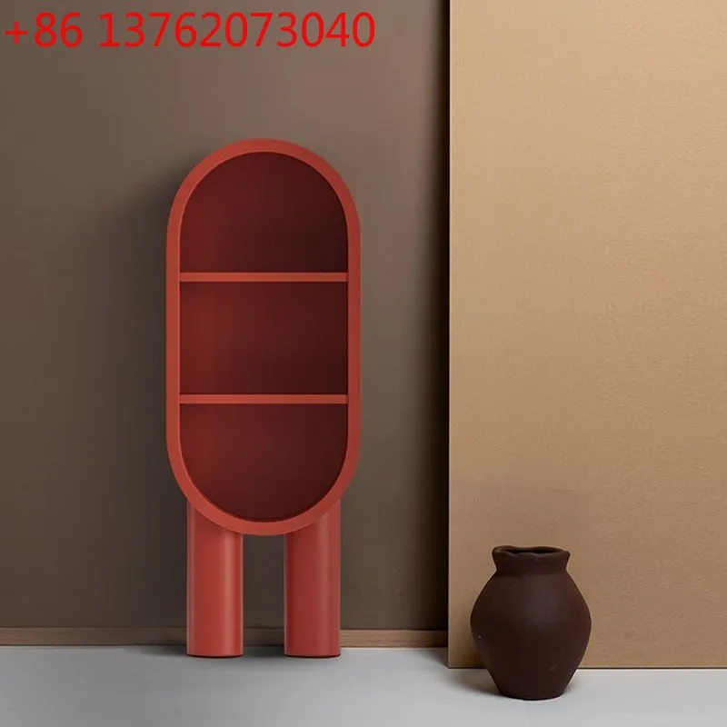 

Red lacquered bookcase, creative art sideboard, modern simple bedroom vertical cabinet