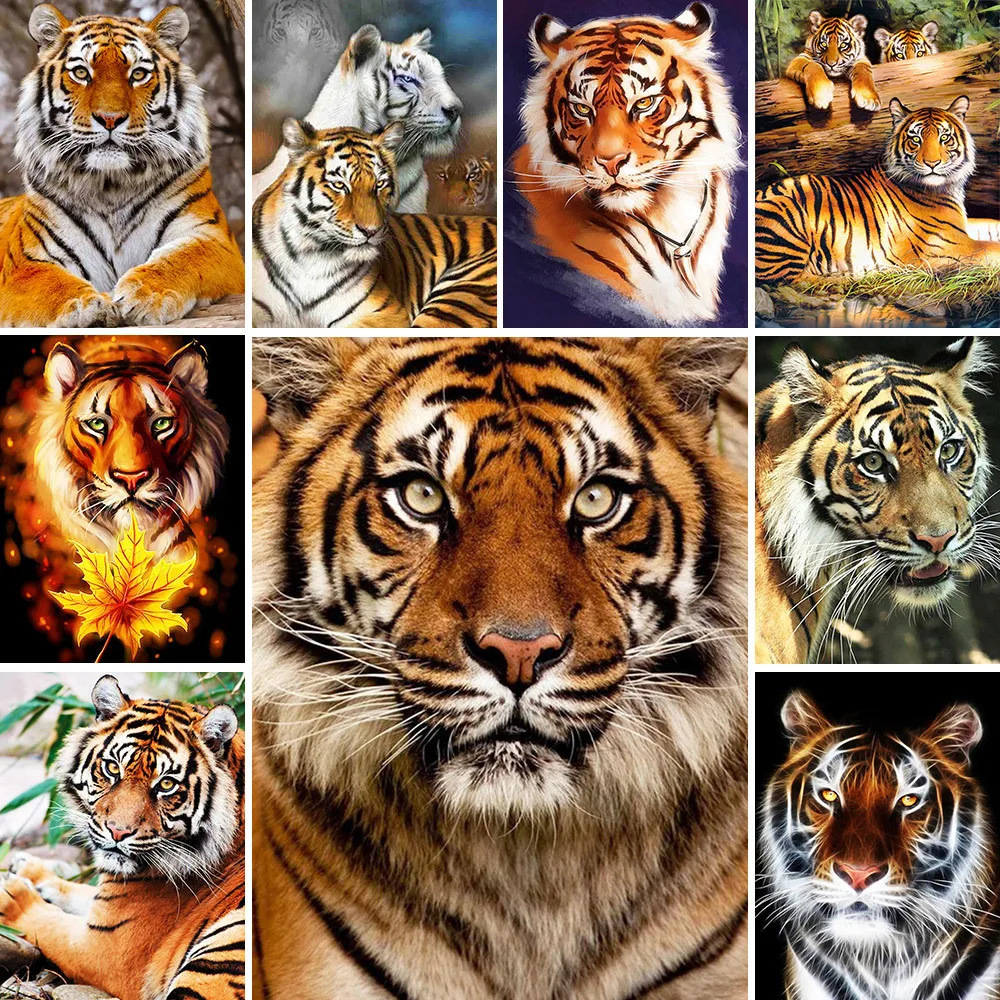 Pittura Era 11/14CT Ricamo Pittura Animale Tigre Punto Croce Kit DMC Stampato Canva Fatto A Mano Decorazione Della Casa Regalo Per L\'amore
