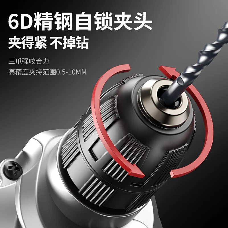 Electric Impact Drill 220V Plug in Hammer Drill with 580W Copper Motor, 3000rpm Variable Speed 10mm Chuck and 12 Piece Drill