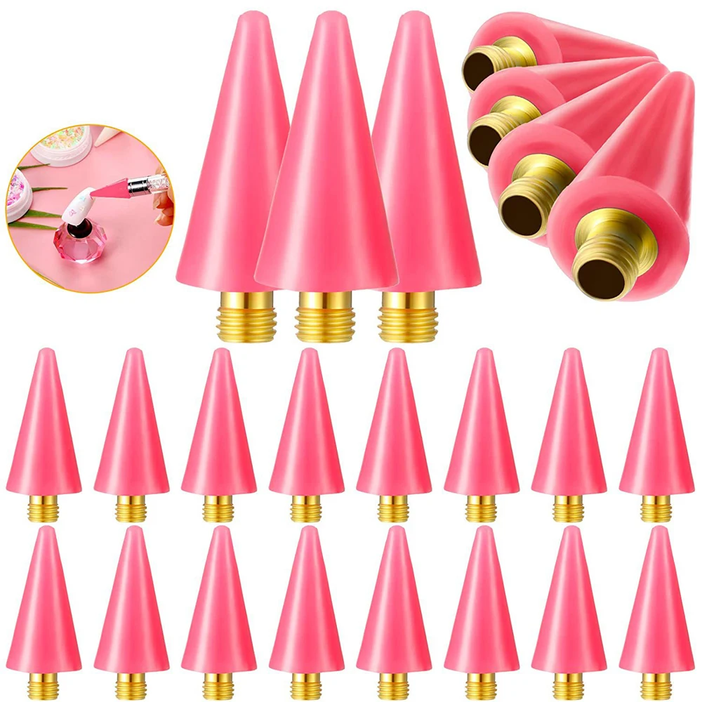 5/1 stücke Nagel Punktierung Stift Ersatz Wachs Kopf Weiß/Rosa Nagel Strass Picker Ersatz Wachs Kopf Nail art Dot Diamant Werkzeuge