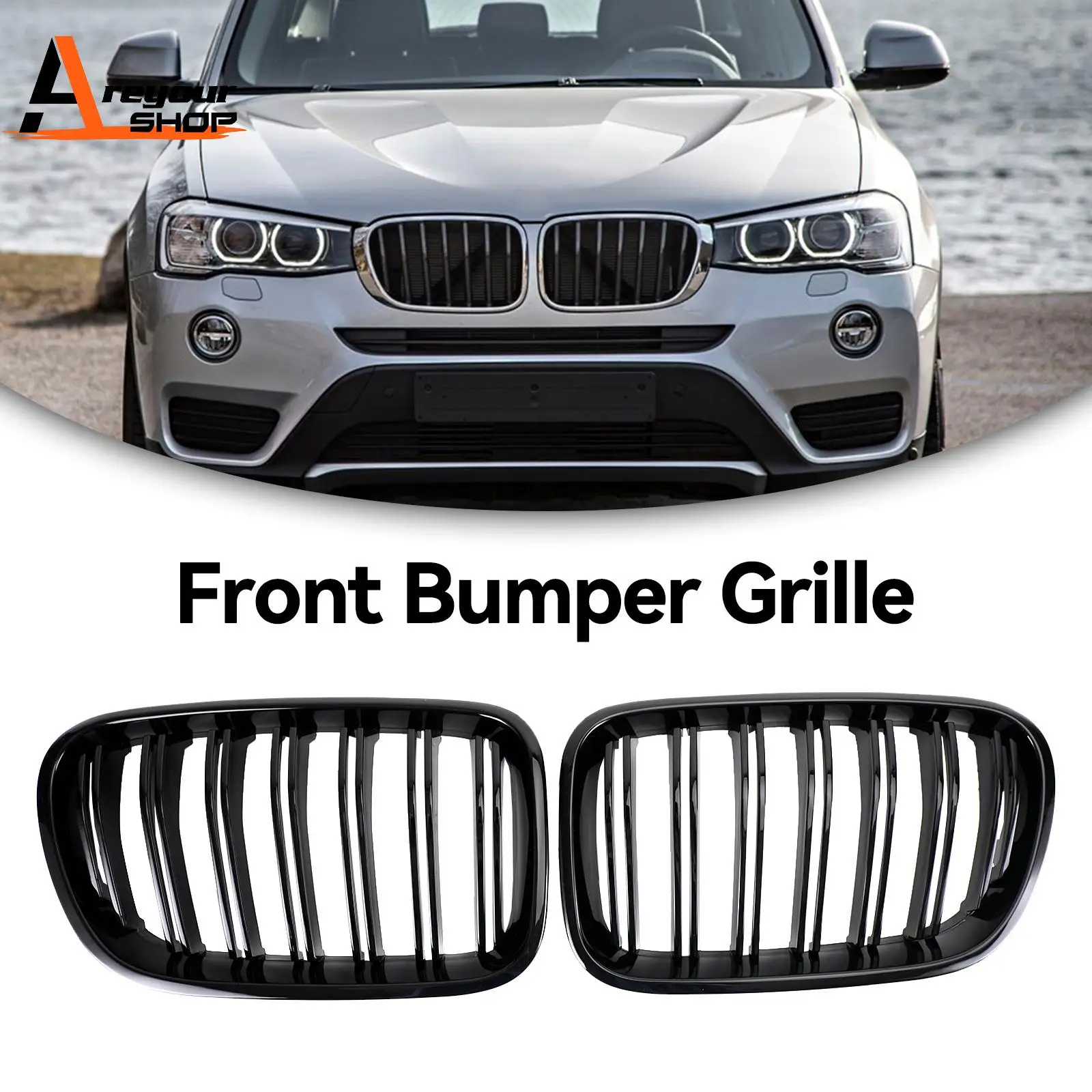 Gloss Black Front Bumper Kidney Grille Grill for BMW X3 F25 2011 2012 2013 2014  51712297589 51117210725 Pre-Facelift PreLCI