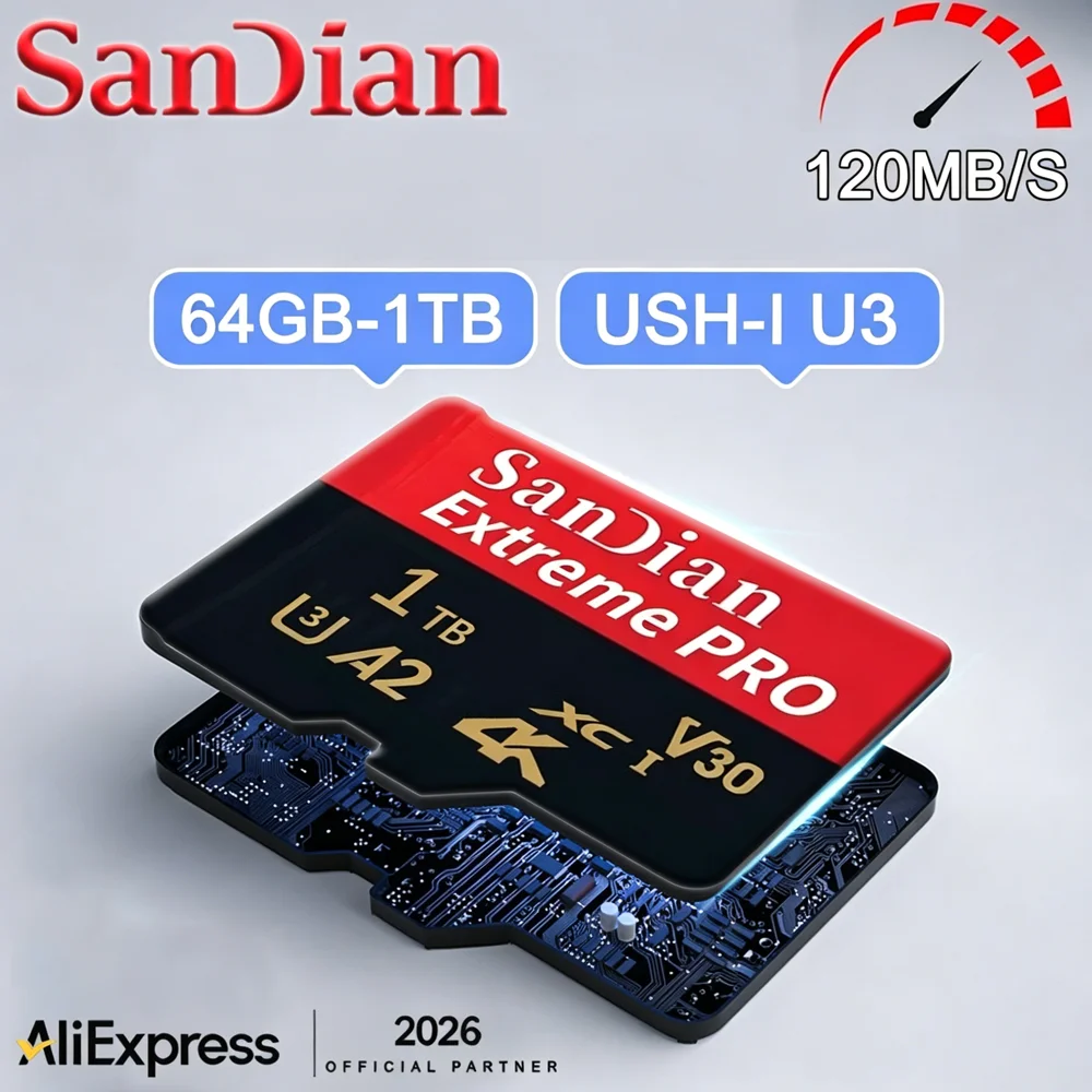 64GB Memory Card SD Card 128GB 256GB 512GB Micro TF SD  U3 V30 High Speed For Drone 4K Video Aerial Photography