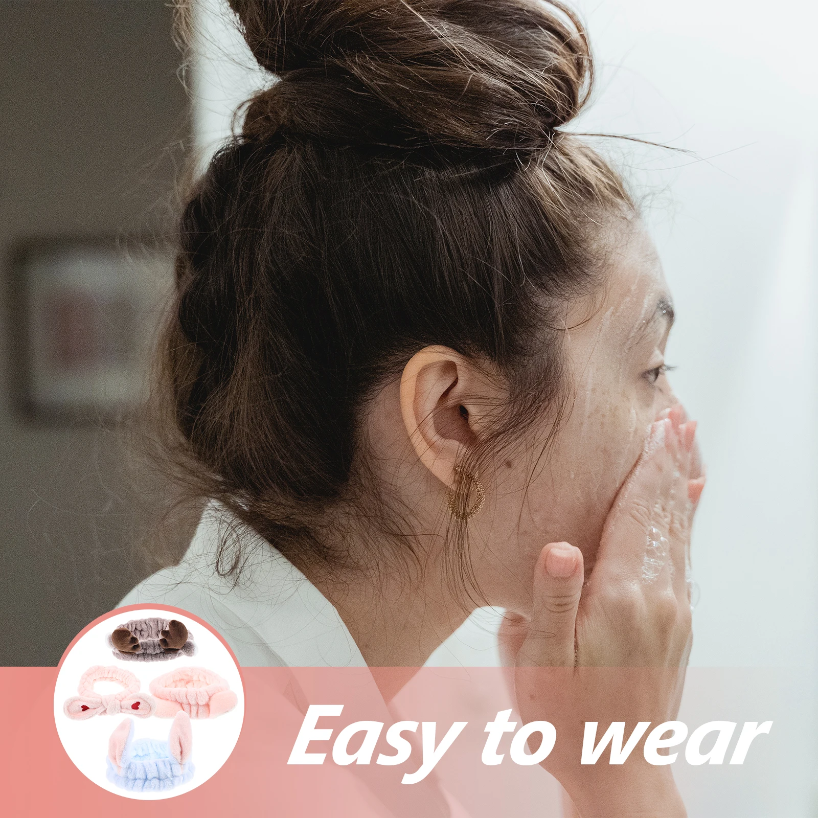 

4 шт., повязка на голову, эластичная повязка для волос с кошачьими ушками, повязка на голову для мытья лица, повязка на голову для спа-макияжа для лица, повязка на голову для женщин