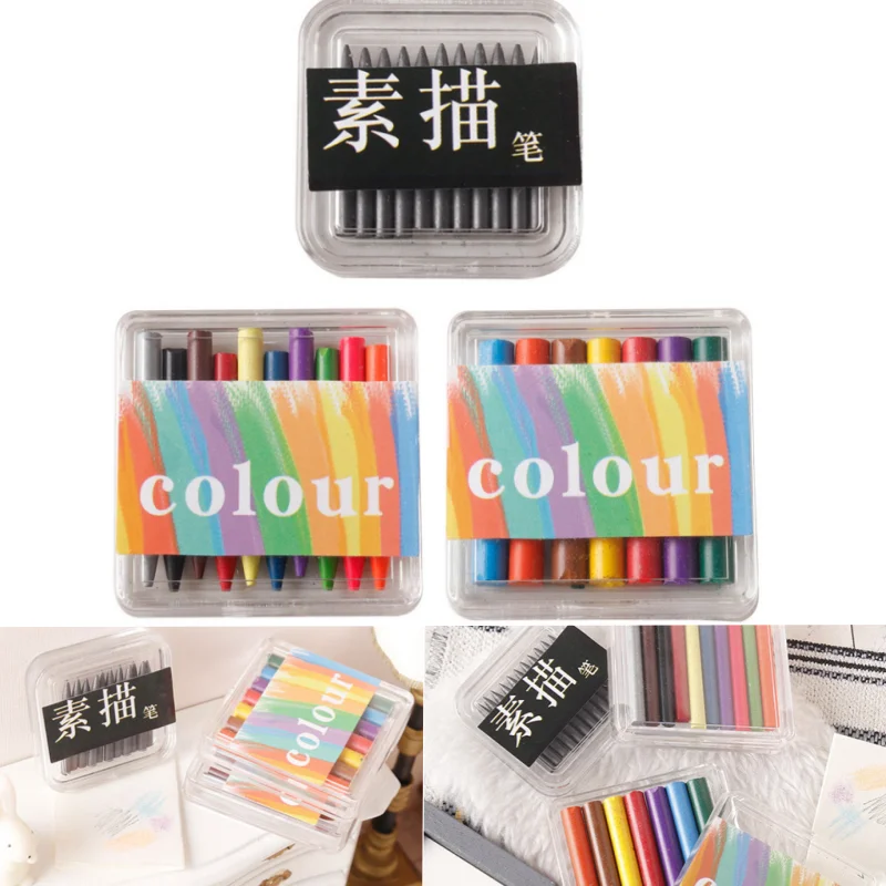 

1Box 1:12 Dollhouse Miniature Crayon Color Pencil Sketch Pen Drawing Scene Decor Toy Doll House Accessories