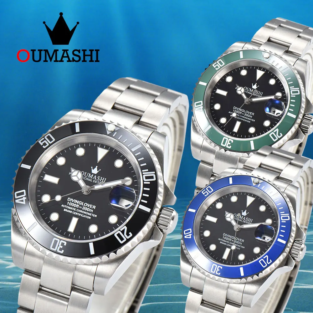 

40mm OUMASHI Sapphire Glass Ceramic Ring Waterproof Men's Watch NH35 Movement Automatic Mechanical Luxury Watch NH35 Watch