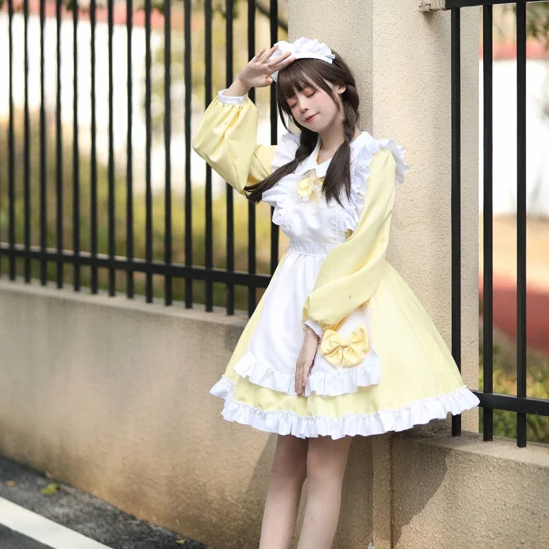 Japanese anime kawaii maid dress women plus size Gothic Lolita Halloween Swett lace coffee waitress princess party stage outfits