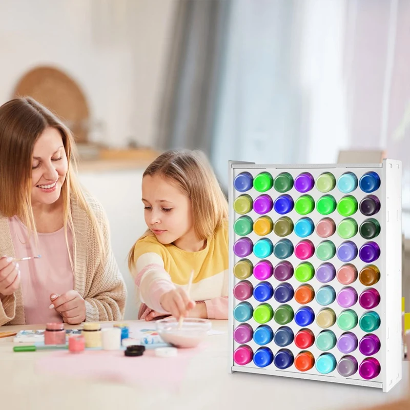 Paint Organizer, 63 Holes Acrylic Paint Organizer Craft Paint Storage Crafts Paint Holder Vertical Paint Rack Stand