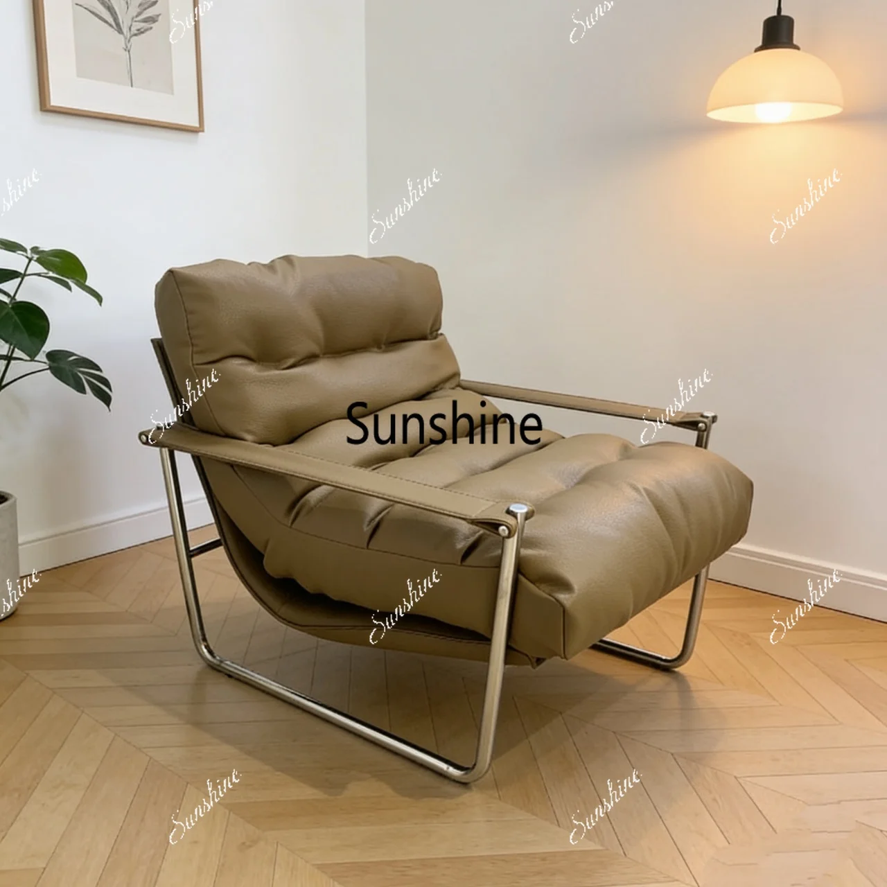 

Modern simple stainless steel bracket single sofa chair casual lazy chair