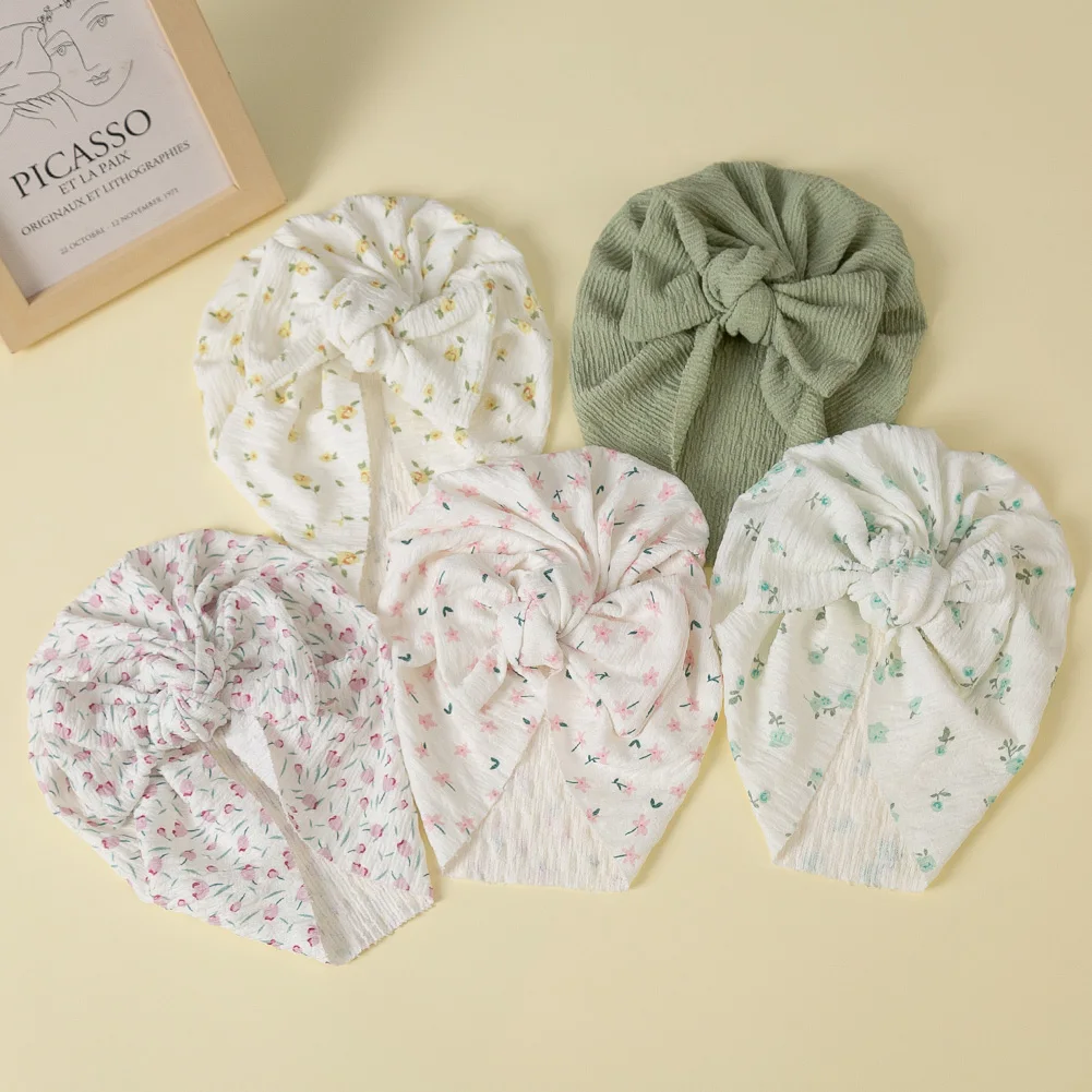 Winkle Bogen Baby Turban Hüte Blume Tulpe Print Mützen handgemachte topknoted Neugeborenen Jungen Mädchen Mützen Head wraps Kinder Kopf bedeckung