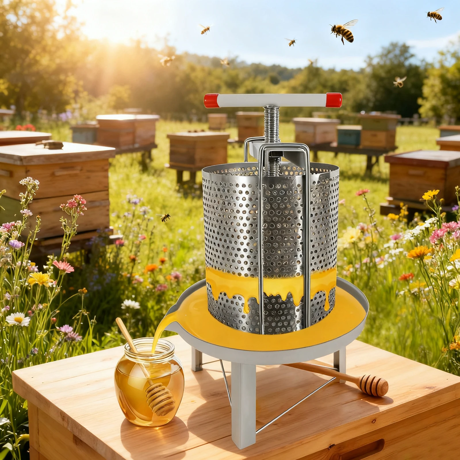 

Manual Honey Press, Honey Extractor Machine, Beekeeping Tools for Home Use, Food Grade Stainless Steel Manual Honey Processor
