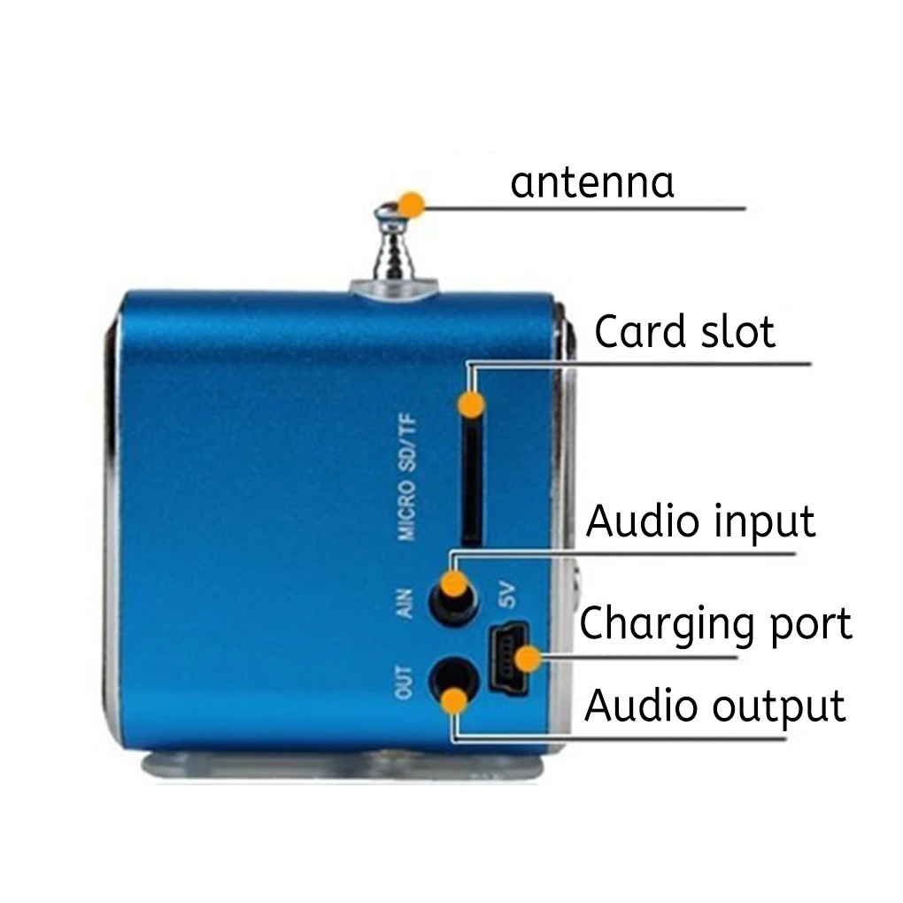 Mini Speaker Sound Box Traveling Radio with Telescopic Antenna Blue