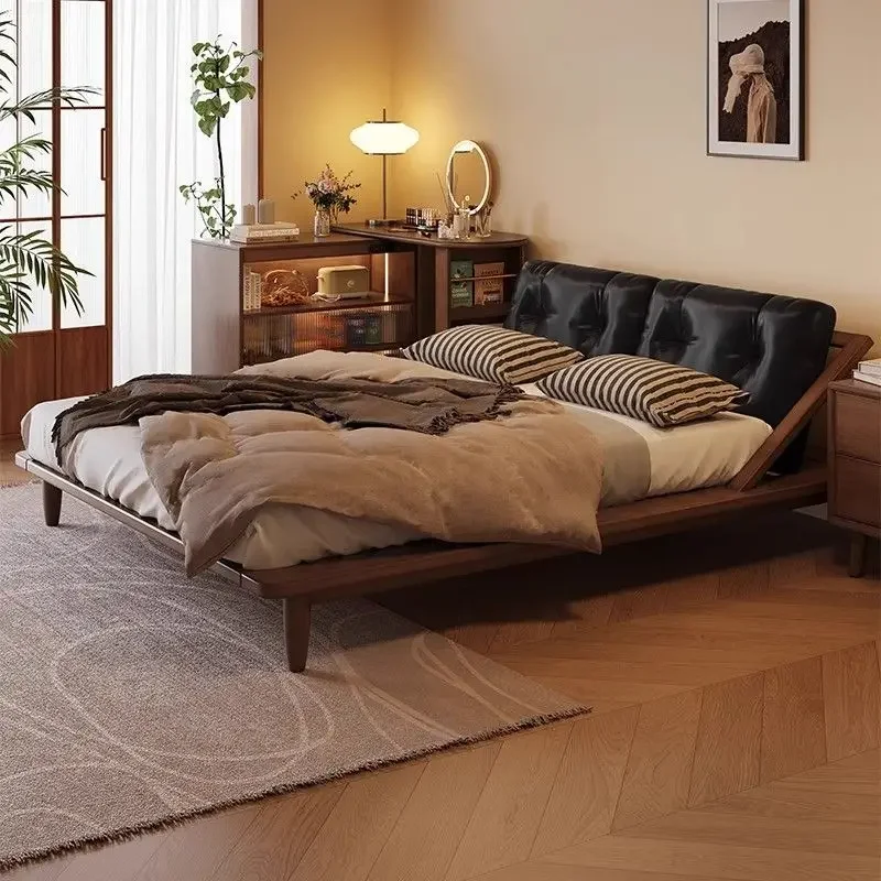 Couples Australia Double Bed Black European Soft Storage Japanese Double Bed Wooden Luxury Adults Letto Matrimoniale Furniture