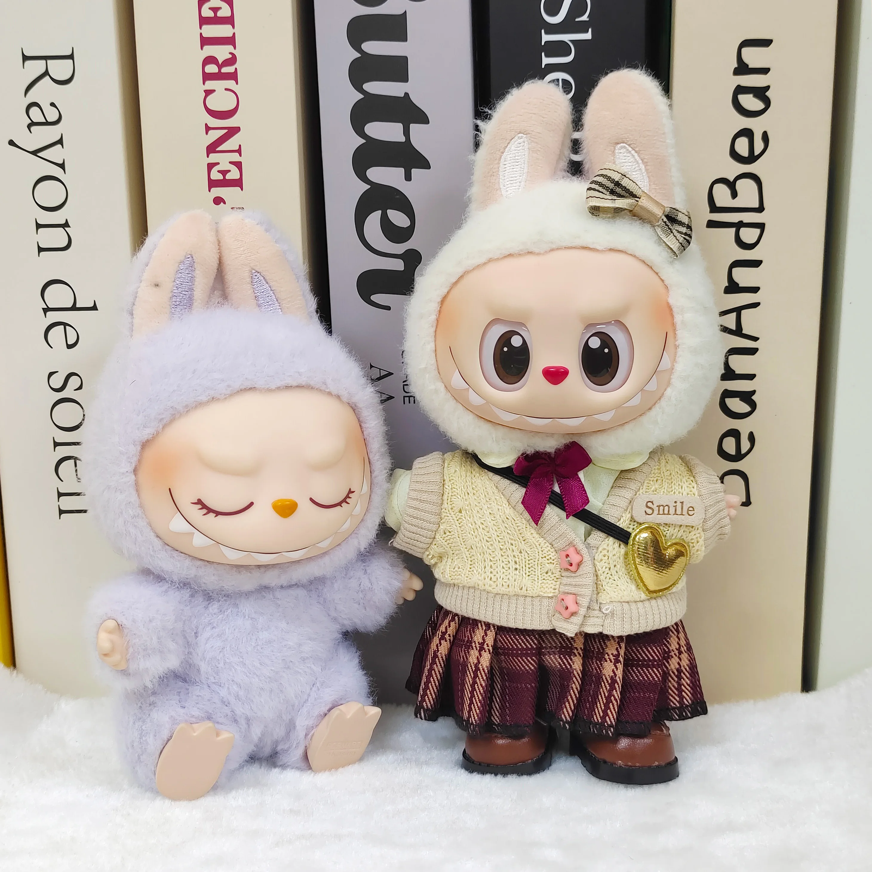 

Одежда для кукол Labubu 17 см, плюшевое платье для куклы Labubu, юбка JK, плиссированный наряд V1 V2 V3, аксессуары для сидения кукол, очки, одежда