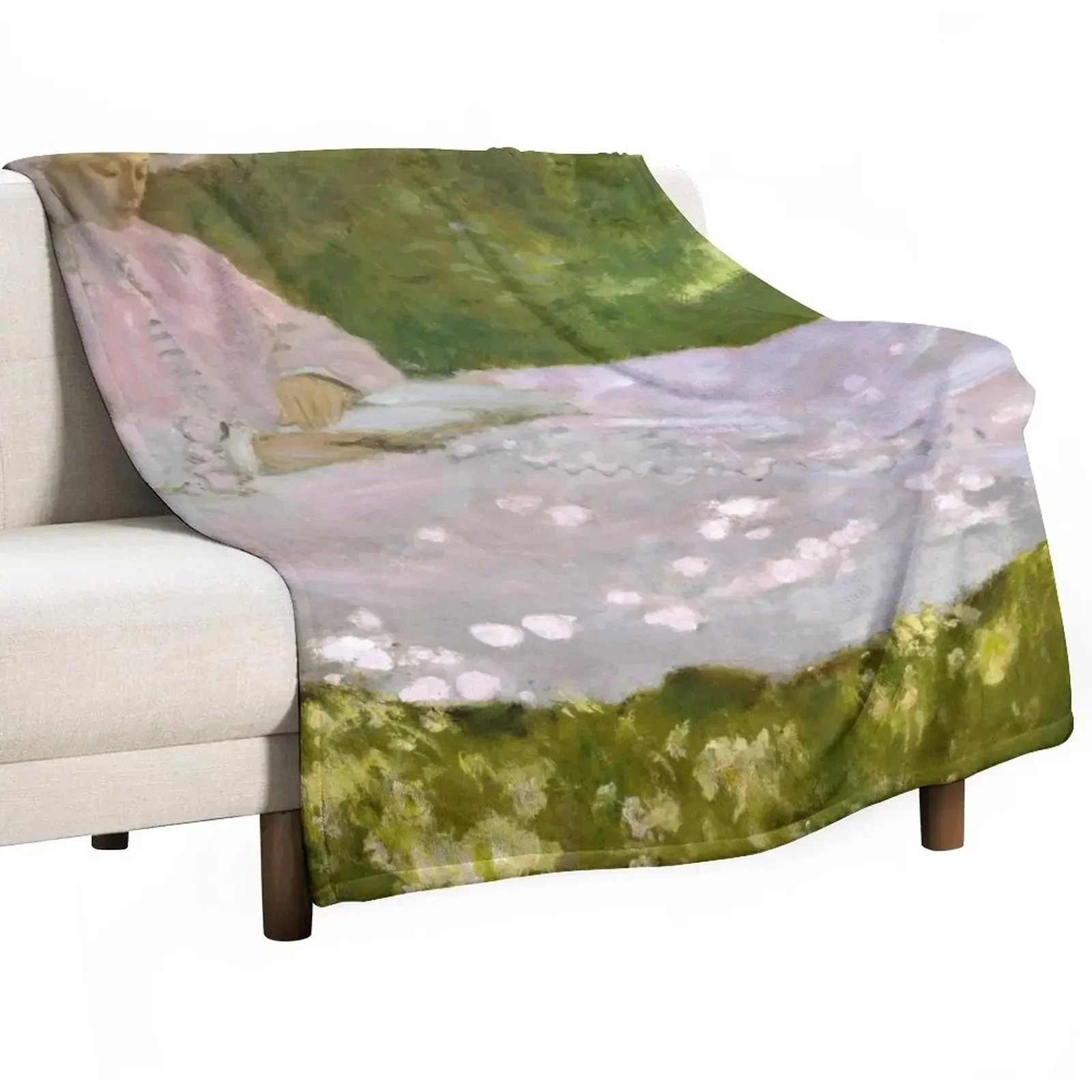 New Claude Monet - Springtime - French painting Throw Blanket Plaid Thin Blankets