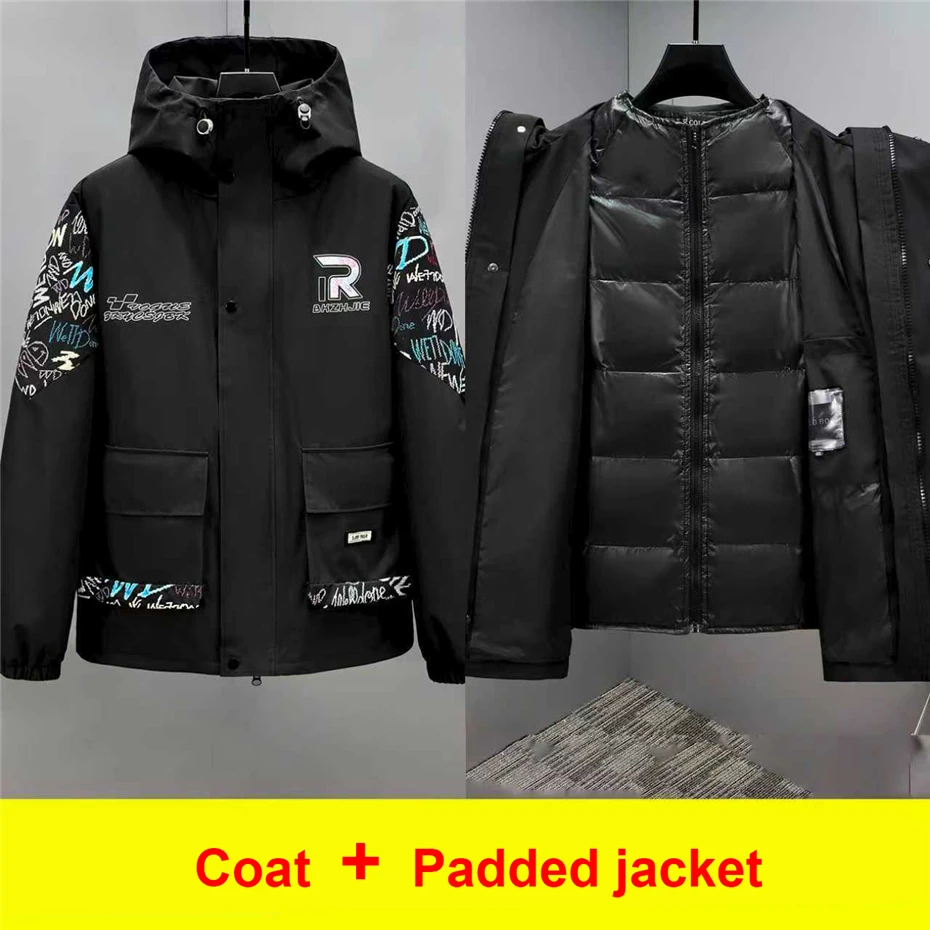 الشتاء سترة سميكة الرجال مقاوم للماء سترة واقية معاطف انفصال بطانة 12XL حجم كبير البضائع الستر عادية المشي لمسافات طويلة معطف مخيم الذكور #4