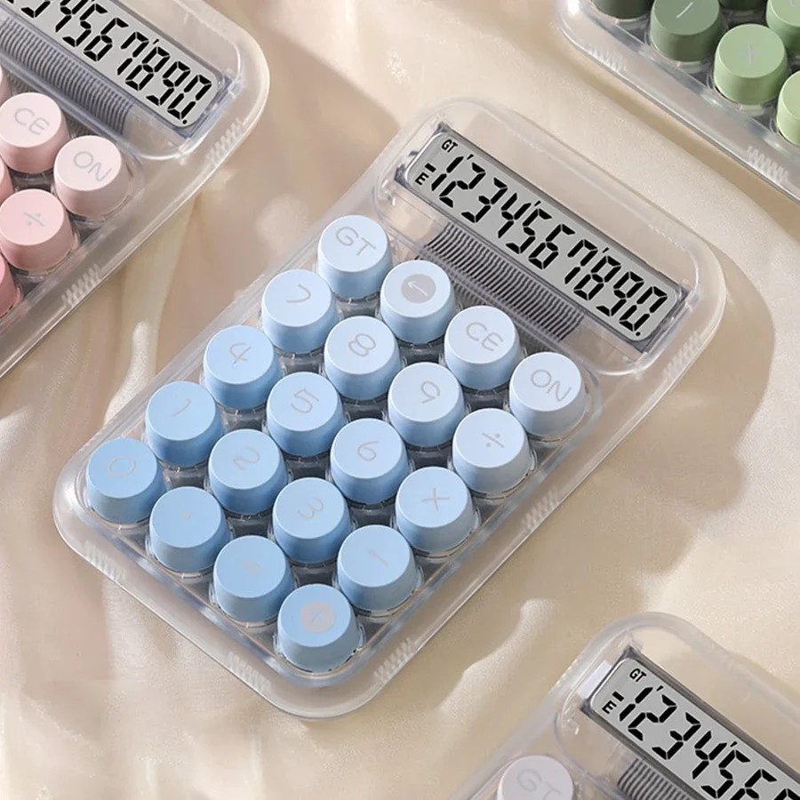 1PC Transparent Gradient Large Button Calculator Large Screen Electronic Calculator 10 Digit Student Specific Calculator