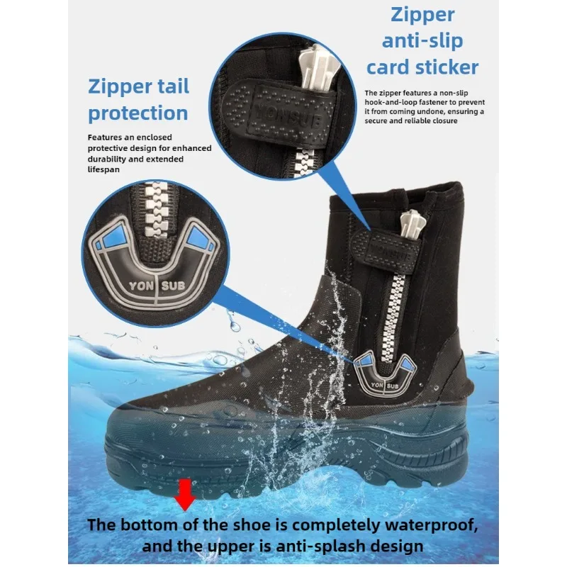 Stivali da sub in gomma da 5 mm, scarpe impermeabili antiscivolo per muta, pesca, snorkeling, nuoto riscaldante