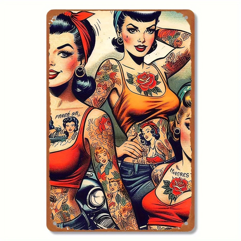 1 piece of vintage tattoo wooden wall decoration - mini retr