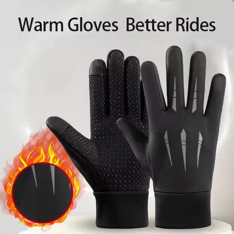 Guantes cálidos a prueba de viento con pantalla táctil para Unisex, guantes de Cachemira gruesa, cálidos, impermeables, con dedos completos, antideslizantes