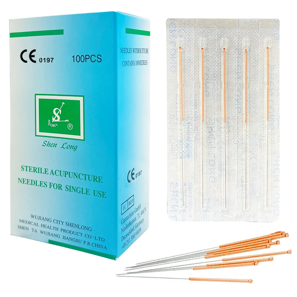 100PCS SHENLONG Copper Handle Disposable Sterile Sharp Acupuncture Needle Dry Needling Beauty Health Sterilze Needle Massage