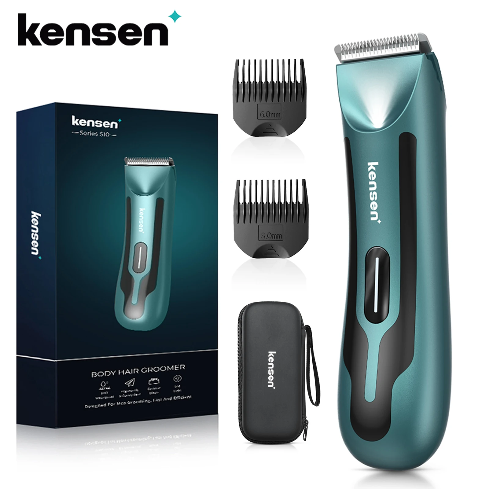 KENSEN S10 Electric Body Hair Trimmer for Men Women Balls Shaver Hair Removal Bikini Trimmer Groin Groomer Clipper Beard Razor